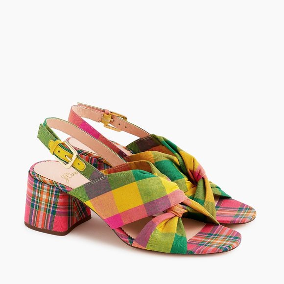 J. Crew Shoes - J. CREW Twisted-Knot Penny Sandals in Plaid 6.5